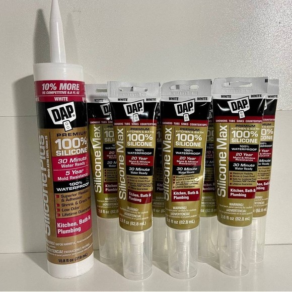 DAP Bath Dap Silicon Plus Premium Silicone Rubber Sealant White New
